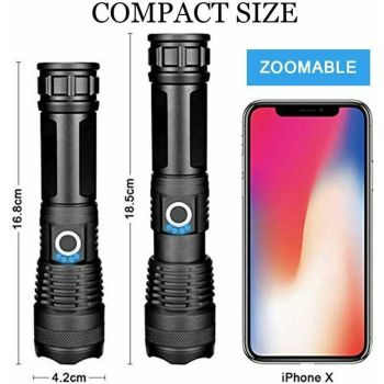 9000 Lumens Ultra Powerful LED Flashlight USB Rechargeable XHP70 Pocket Torch