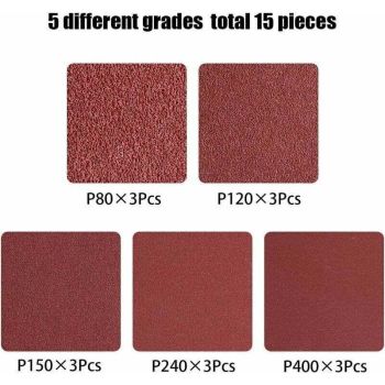 15 Pcs Strip Abrasive Bandes Abrasives Mixte, 3x Grains 80 and 120 and 150 and 240 and 400, for Ponceuses a Strip, 75 X 457 mm, 457 mm