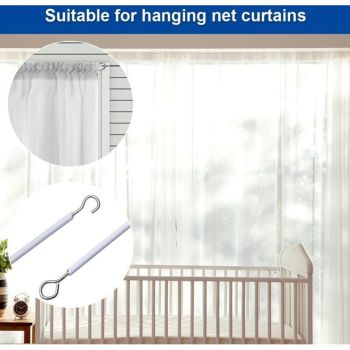 25 Pcs Curtain Cable White, Shower Curtains Curtain Cable Soft Rod Curtain Wire with Eye Bolts Screw Hooks, 10M