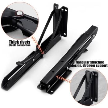 2 Pcs Heavy Duty Folding Shelf Brackets Wall, Mounted Fold Down Supports, 150kg Load Capacity, 500mm