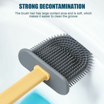 Brush TOILET Silicone Blue, Brush of Toilette Silicone Antibacterienne Balayette TOILET and Holder a Sechage Quick