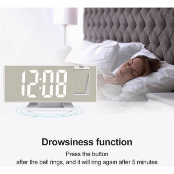 Reveil a Projection Digital LED Electronique with Floodlight of Temps Bedroom Chevet Horloge Muette