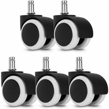 Roulette for Chair of Desk White, Wheel of Spare 11 and Set 5 Casters for Chair Silent Foot of Seat for Hard Floor, 50 mm