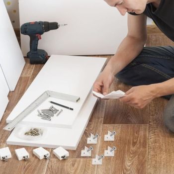 20 Pcs Plastic Wedges for Furniture Drawers Mounting Brackets Rear Stabilizer Connectors Drawer Bottom Connectors with Screws