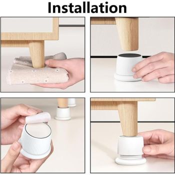4 Pcs Adjustable Boosters Antiderapants for Furniture Black, Beds Sofas, Tables and Chairs Legs of Furniture Reglables of 4.1 to, 6.3 cm