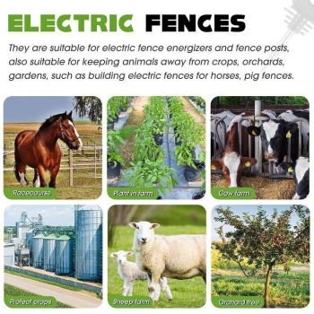 50 Pcs Annular Insulators for Electric Fencing Wood, Self-Attack Screw Insulators Accessories of Electric Fencing for Poles in and 1 Mandrel of
