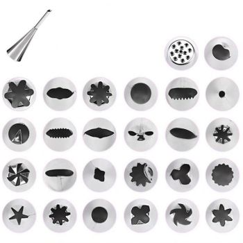 27pcs Pink Tulle Set Liquor Tips Bag Connector, Cake Tool