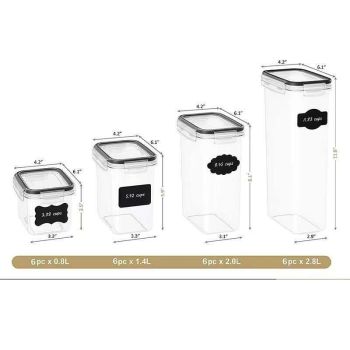 24-Pack Airtight Storage Containers for Organized Pantry, Transparent with Labels