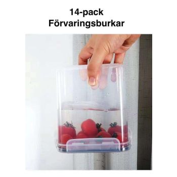 14-pack Transparent Food Storage Jars with Airtight Lids Kit