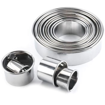 14pcs Round Cookie Cutters, Silver