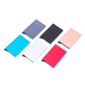 Aluminum Pop-Up Card Holder RFID-Safe Black Case