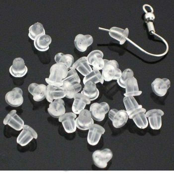 100pcs Earring Backs, Nickel-Free Latex Transparent