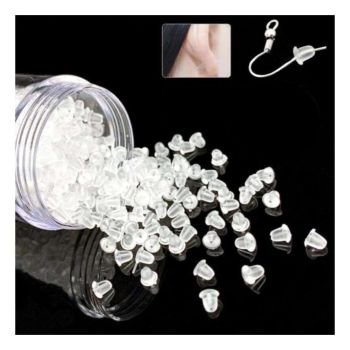 50pcs Earring Backs, Nickel-Free Latex Transparent
