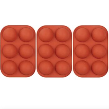 6-Piece Silicone Hemisphere Mold for Ice Chocolate Jelly, Brown