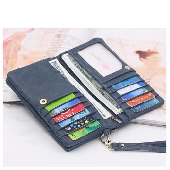 Stylish black wallet with gold zipper, Black