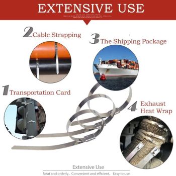 100 Pack Stainless Steel Metal Zip Ties Heavy Duty Silver 120kg Strength, 500 x 7.9mm