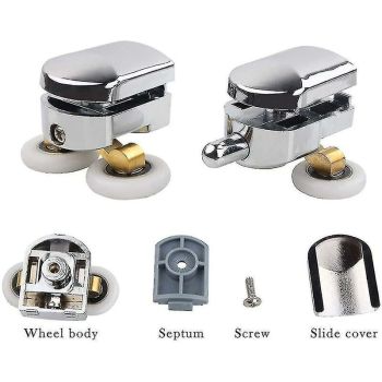 4 Pack Shower Door Rollers Upper and Lower Replacement Wheels for Sliding Shower, 23mm
