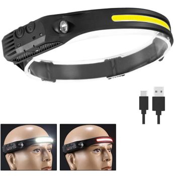 LED Headlamp USB Rechargeable 500 Lumen COB Motion Sensor IPX4 Waterproof for Running Camping Fishing Hunting