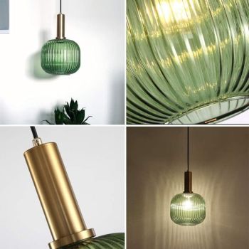Industrial Vintage Glass Pendant Light Polished Brass Holder Modern Retro Ceiling Lamp Energy Class A Plus Plus