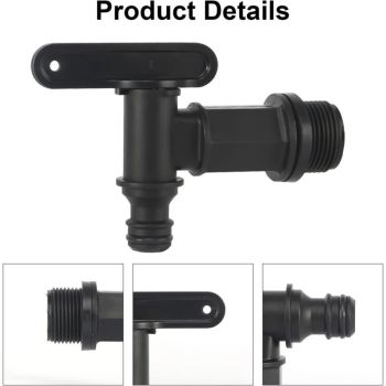 2 Pack Rain Tank Tap with PTFE Tape IBC Drain Tap Plastic Replacement Tap, 0.75 Inch