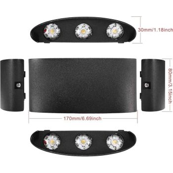 LED Wall Light 6W Aluminum Up Down Waterproof Indoor Outdoor Lamp Warm White