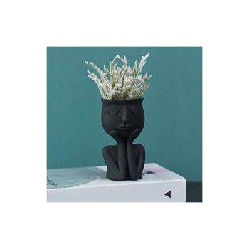 Creative Nordic Face Vase Black Abstract Flower Pot for Succulents and Indoor Plants