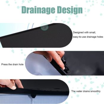 Waterproof Silicone Under Sink Mat Black Flexible Cabinet Liner with Drainage Hole, 34 x 22in