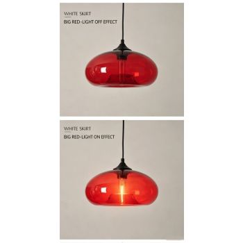 Vintage Industrial Red Glass E27 Pendant Lamp Retro Loft Chandelier for Kitchen Dining Bedroom
