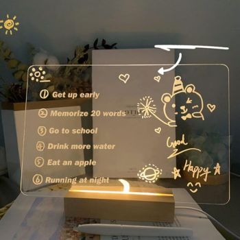 Luminous Transparent Acrylic Writing Board Clear Memo Message Frame Office Decoration, 30 x 20cm