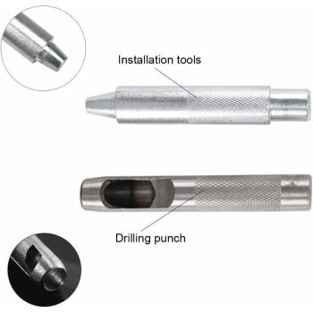 100 Pack Metal Grommet Eyelet Kit with Tools for Canvas Tarpaulin Tent Repair Silver, 14mm