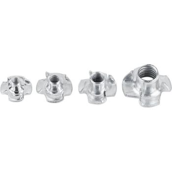 50 Pieces T Nuts 4 Prong Zinc Plated Steel for Woodworking Furniture, M5
