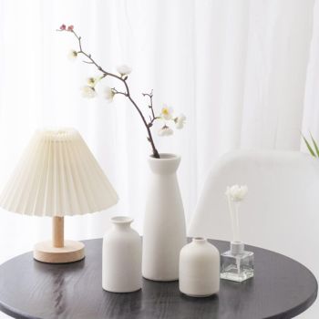 Ceramic Vase Set 3 Small Vase for Decoration for Wedding Table Party Living Office Bedroom Minimalist Bohemian Decoration, White