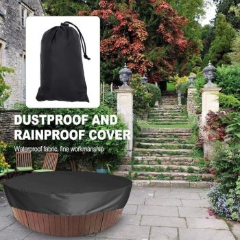 Round Swimming Pool Solar Cover Waterproof Spa Protective Cover 190T for Outdoor Spas, Black, 200 x 30cm