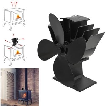 Fireplace and Stove Accessory, 6 Blades Wood Stove Fan, Stove Fan with Thermometer, Heat Powered Fireplace Fan for Wood Fireplace Gas Log Gas Stove
