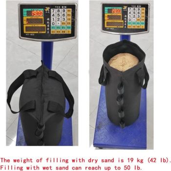 4 Pack Heavy Duty Weight Bags Double Stitched Leg Weights for Pop up Awning Tent Weighted Feet Sandbag Outdoor Bag Black, Round, Black, 15 x 49cm