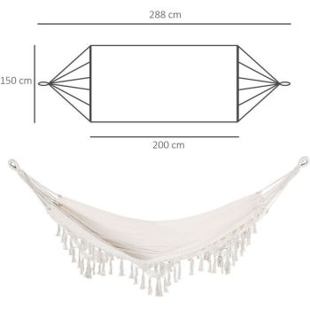 Portable Travel Hammock Bohemian Chic Style Hammock Canvas Total Dimensions 2.88L X 1.5l M Cotton Polyester Beige