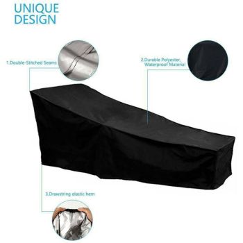 Protective Cover, Waterproof, Windproof, Anti UV, 210D Oxford Fabric Protective Cover for Sun Lounger, Deckchair, 210x75x40, Black, 80cm