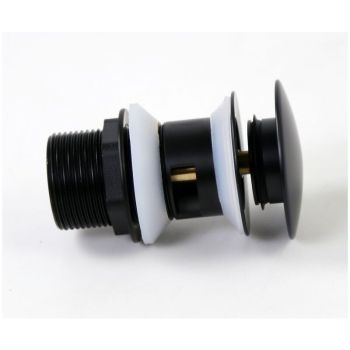 Universal G1 0.25 Brass Pop up Basin Drain Pop up Basin Drain with Overflow Click Clack System, Tool Free Installation, Matte Black