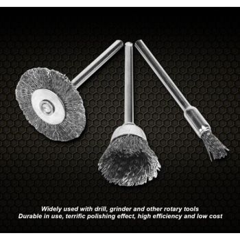24 Pieces Wire Drill Brushes, Steel Brass Wheel and Cup Wire Polishing Brushes Complete Kit, Rotary Grinder Tools for Removing Rust Corrosion Paint