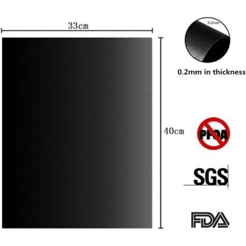 4 Pack Lid for Barbecue and Plancha Grill Mat for Barbecue and Oven, Non Stick Reusable and Cleanable Barbecue Mat, Charcoal, 330 x 400 x 0.2 mm