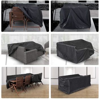 Oxford Rectangular Table Cover for Garden Furniture UV Protection, Black, 215 x 135 x 75cm