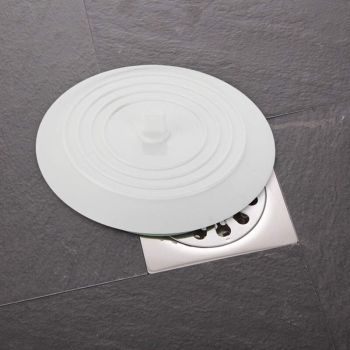 Silicone Bathtub and Kitchen Sink Stopper Universal Drain Plug, White, 15cm