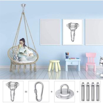 1 Pieces Heavy Duty Ceiling Hook, 450KG Capacity Stainless Steel Hammock Hanging Kit 180 Rotation for Concrete Wood Sets, Hanging Chair, Hanging Lamp