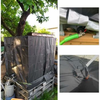Water Tank Cover, IBC Tank Cover for 1000L Tank, Water Tank Container Protective Cover, Anti Dust Anti UV Anti Rain, Black, 120 x 100 x 116cm