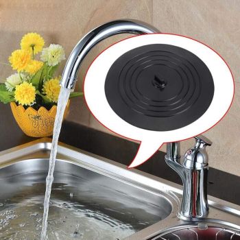 2 Pack Universal Silicone Rubber Drain Stopper, for Kitchen Sink, Bathroom Sink black, 15cm