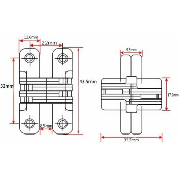 Furniture Hinge6 Pieces Folding Hidden Hinge Cross Hinges, Invisible Hinge Closure, Arched Cabinet Hinges