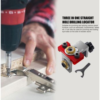 Woodworking Drilling Locator, Round Dowel Connector, 1 Drill Guide, Hole Opening Jig Positioner for Woodworking, 3 Inch
