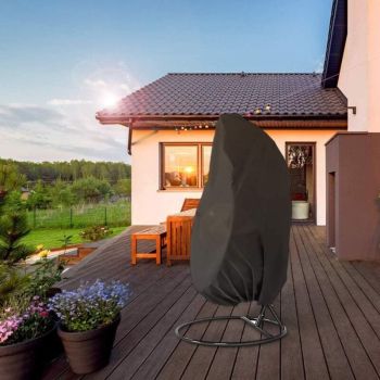 Hanging Chair Cover, Hanging Armchair Cover, Protective Cover for Egg Chair, Waterproof Furniture Cover with Zipper, Black, 230 x 200cm