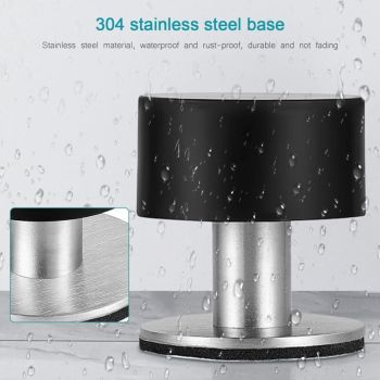 Adhesive Door Stops Stainless Steel Door Stoppers Door Stoppers with Shockproof Rubber Compatible with Wall or Floor Mounting with Double Sided
