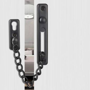 Door Chains, Anti Theft Door Chain Lock, Stainless Steel Door Security Chain Door Latch Lock Home Hotel, Black